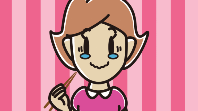 食事中にジーンとする女性のイラスト【色、背景あり】PNG