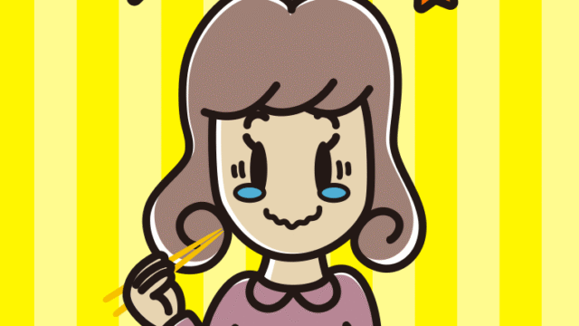 食事中にジーンとする女子大学生のイラスト【色、背景あり】PNG