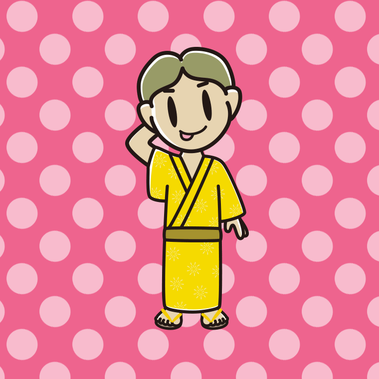 テヘヘな浴衣姿の小学生男子のイラスト【色、背景あり】PNG