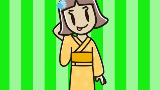 テヘヘな浴衣姿の小学生女子のイラスト【色、背景あり】PNG