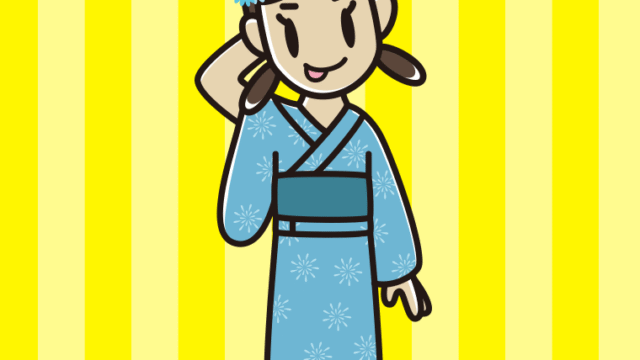 テヘヘな浴衣姿の女子中学生のイラスト【色、背景あり】PNG