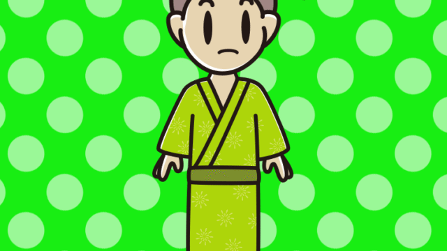 何かに気付く浴衣姿の男子中学生のイラスト【色、背景あり】PNG