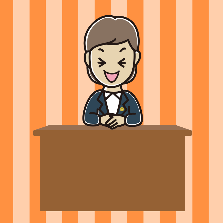 笑う女性弁護士のイラスト【色、背景あり】PNG