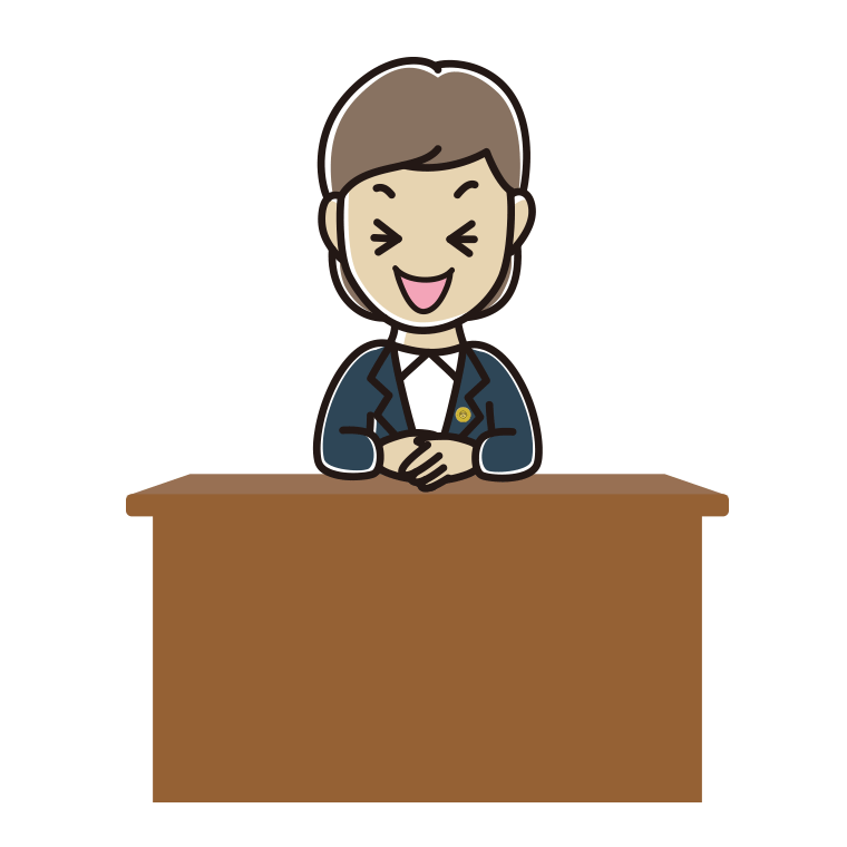 笑う女性弁護士のイラスト【色あり、背景なし】透過PNG