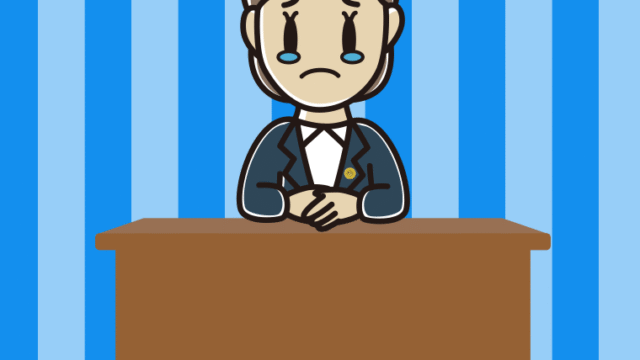 泣く女性弁護士のイラスト【色、背景あり】PNG