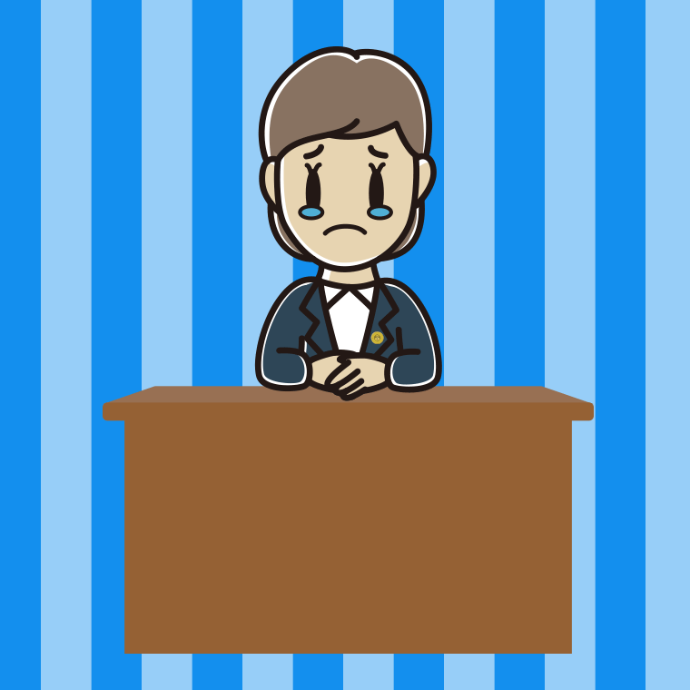 泣く女性弁護士のイラスト【色、背景あり】PNG