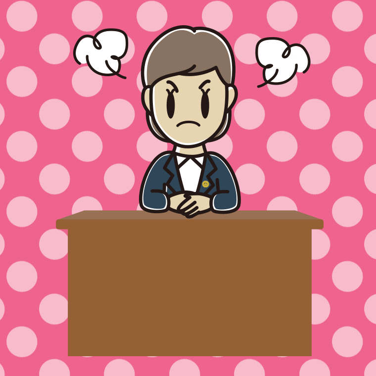 怒る女性弁護士のイラスト【色、背景あり】PNG