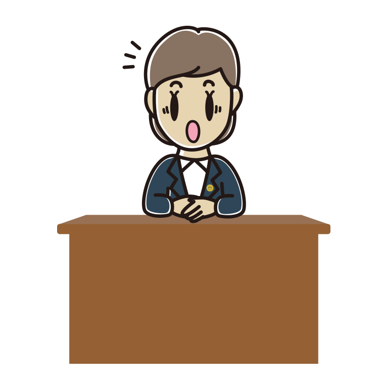 驚く女性弁護士のイラスト【色あり、背景なし】透過PNG