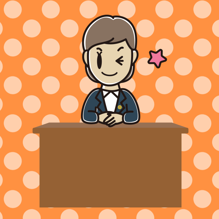 ウインクする女性弁護士のイラスト【色、背景あり】PNG