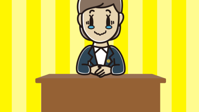 ジーンとする女性弁護士のイラスト【色、背景あり】PNG