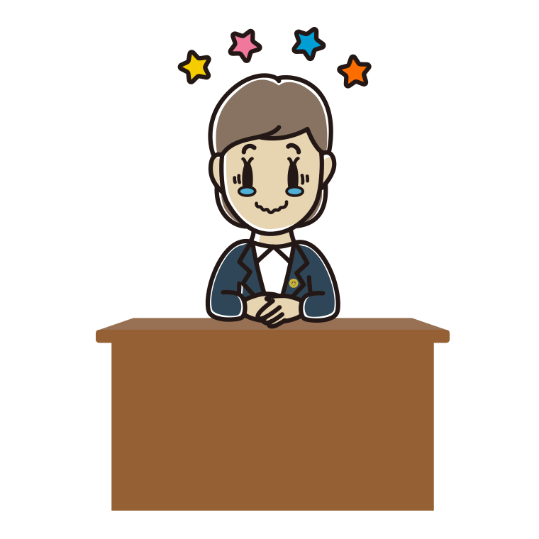 ジーンとする女性弁護士のイラスト【色あり、背景なし】透過PNG