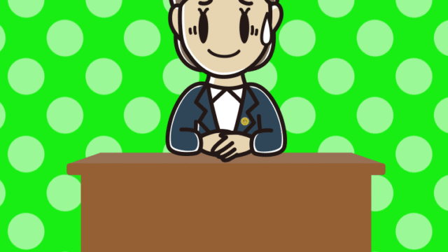 苦笑いする女性弁護士のイラスト【色、背景あり】PNG