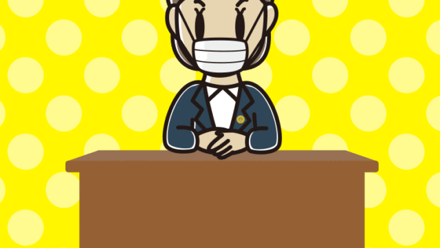 マスクをする女性弁護士のイラスト【色、背景あり】PNG