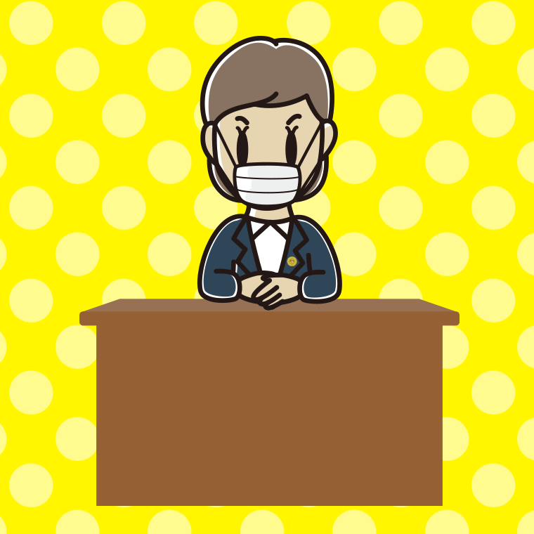 マスクをする女性弁護士のイラスト【色、背景あり】PNG
