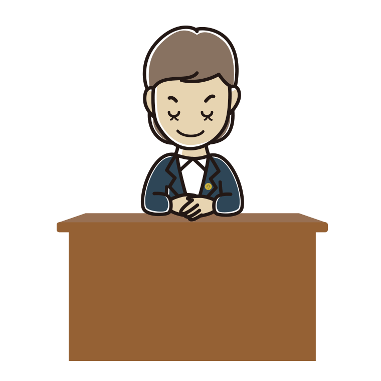 お辞儀する女性弁護士のイラスト【色あり、背景なし】透過PNG