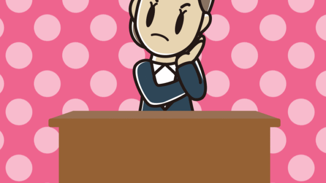 考える女性弁護士のイラスト【色、背景あり】PNG