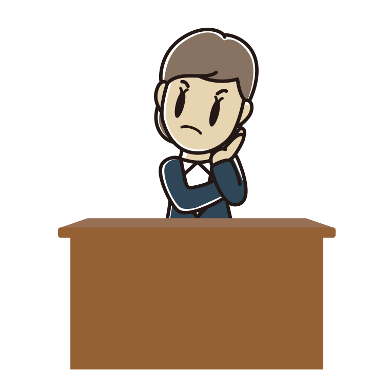 考える女性弁護士のイラスト【色あり、背景なし】透過PNG