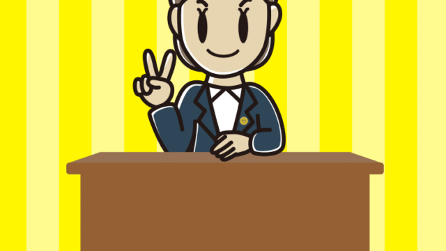 ピースをする女性弁護士のイラスト【色、背景あり】PNG