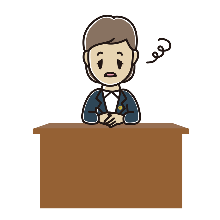 ぼーっとする女性弁護士のイラスト【色あり、背景なし】透過PNG
