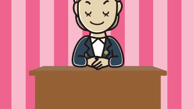 目を閉じる女性弁護士のイラスト【色、背景あり】PNG