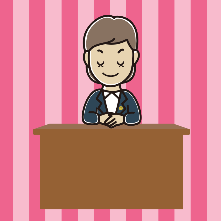 目を閉じる女性弁護士のイラスト【色、背景あり】PNG