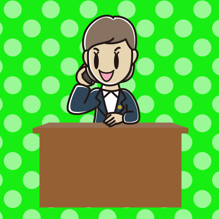 スマホで電話する女性弁護士のイラスト【色、背景あり】PNG