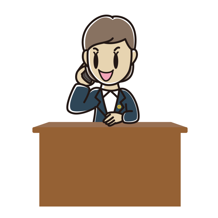 スマホで電話する女性弁護士のイラスト【色あり、背景なし】透過PNG