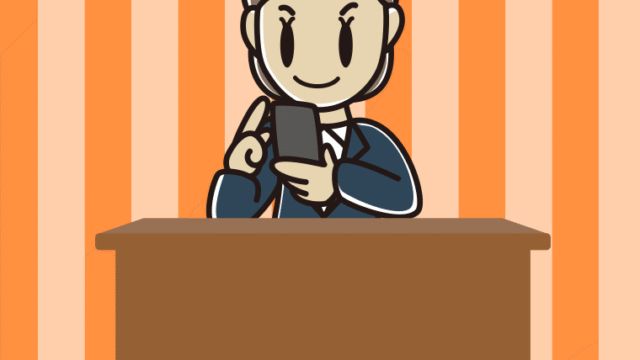 スマホを使う女性弁護士のイラスト【色、背景あり】PNG