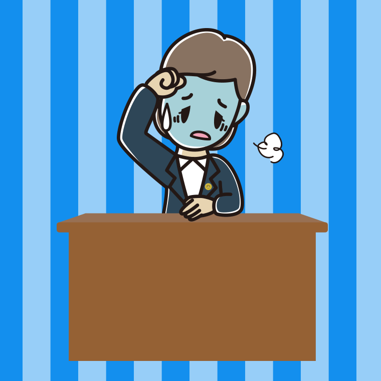 具合が悪い女性弁護士のイラスト【色、背景あり】PNG