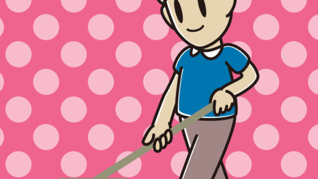 デッキブラシを使う男性のイラスト【色、背景あり】PNG