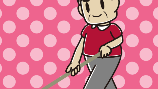 デッキブラシを使うおじさんのイラスト【色、背景あり】PNG