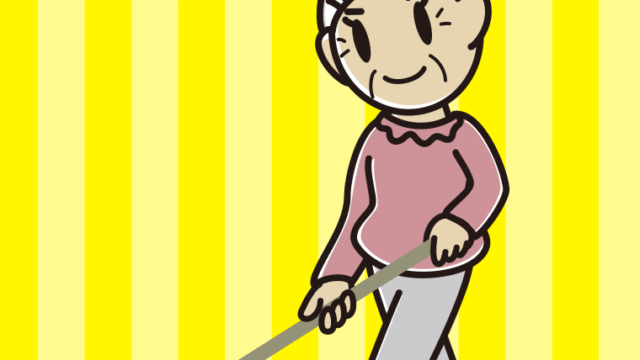 デッキブラシを使うおばあさんのイラスト【色、背景あり】PNG