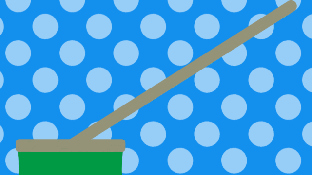 デッキブラシのイラスト【色、背景あり】PNG