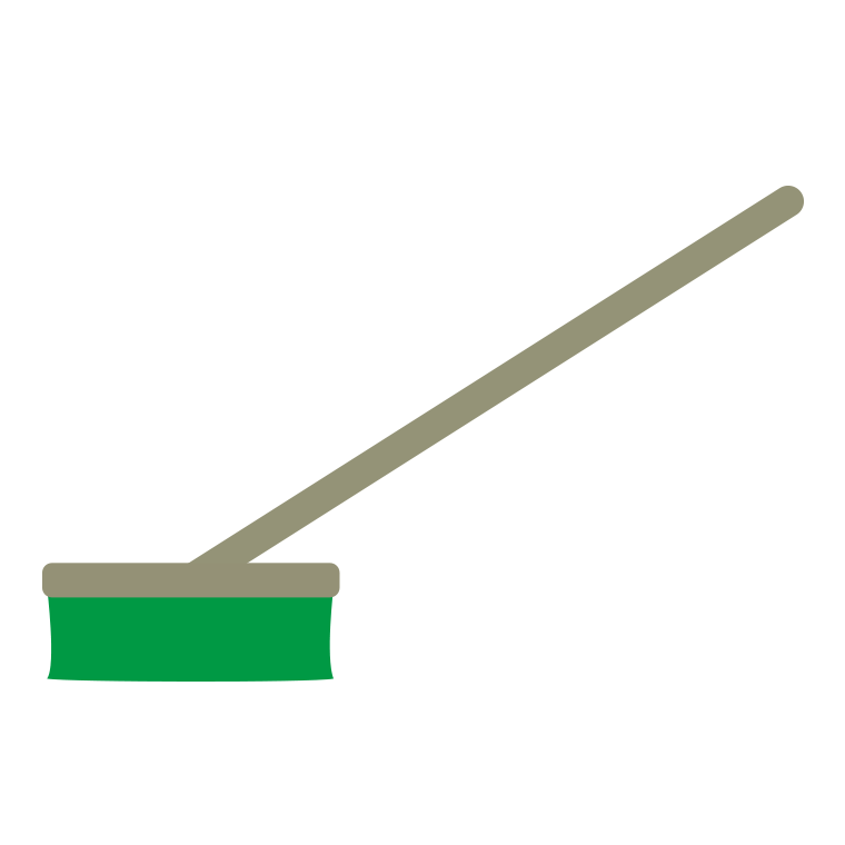 デッキブラシのイラスト【色あり、背景なし】透過PNG