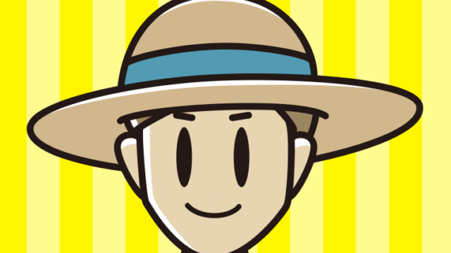 麦わら帽子をかぶる男性のイラスト【色、背景あり】PNG