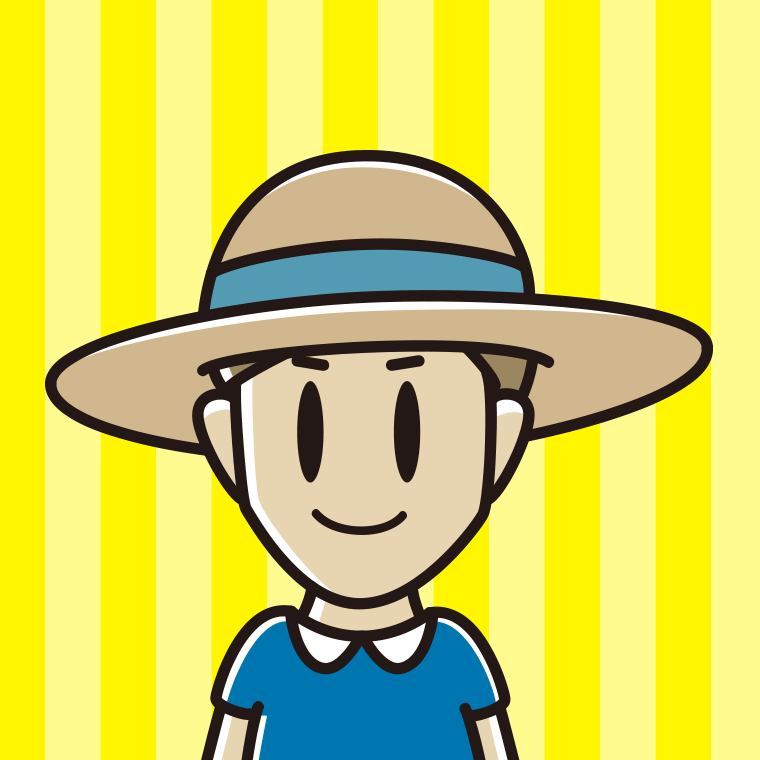 麦わら帽子をかぶる男性のイラスト【色、背景あり】PNG