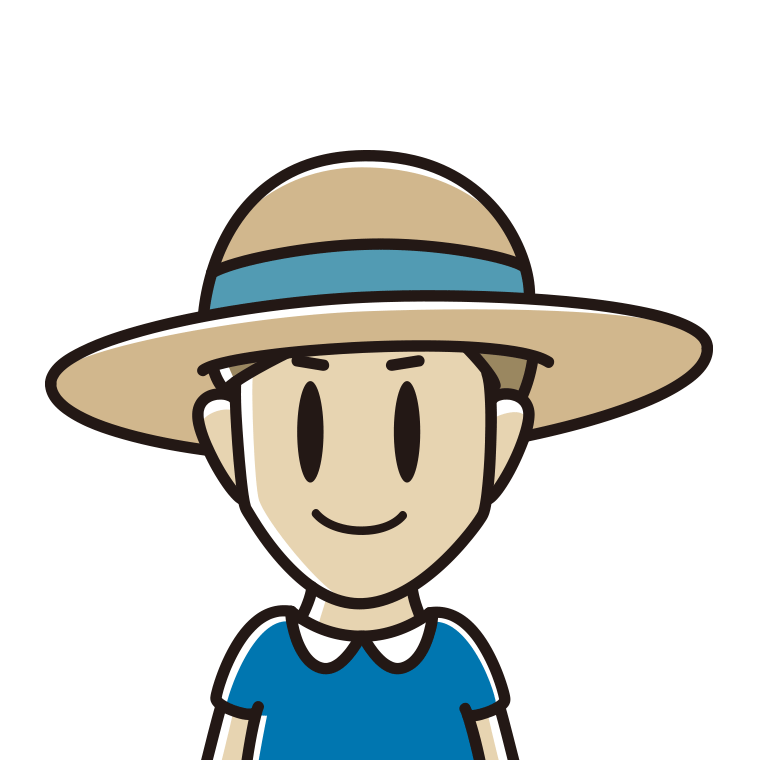麦わら帽子をかぶる男性のイラスト【色あり、背景なし】透過PNG
