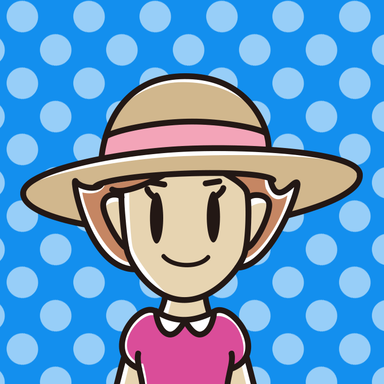 麦わら帽子をかぶる女性のイラスト【色、背景あり】PNG