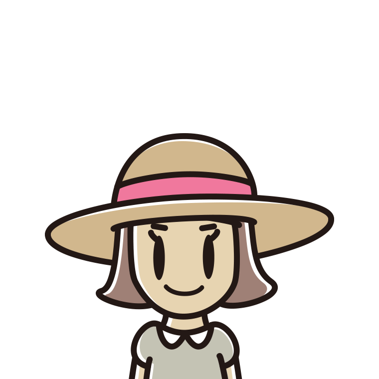 麦わら帽子をかぶる小学生女子のイラスト【色あり、背景なし】透過PNG
