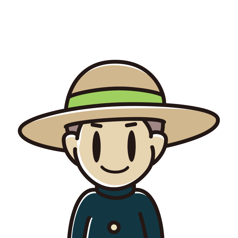 麦わら帽子をかぶる男子中学生のイラスト【色あり、背景なし】透過PNG