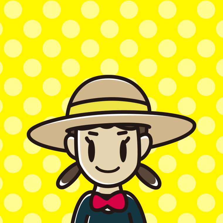 麦わら帽子をかぶる女子中学生のイラスト【色、背景あり】PNG