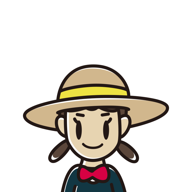 麦わら帽子をかぶる女子中学生のイラスト【色あり、背景なし】透過PNG