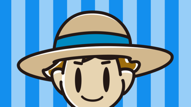 麦わら帽子をかぶる男子高校生のイラスト【色、背景あり】PNG