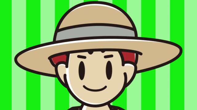 麦わら帽子をかぶる男子大学生のイラスト【色、背景あり】PNG