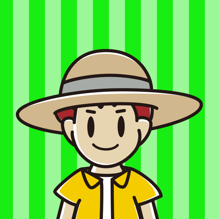 麦わら帽子をかぶる男子大学生のイラスト【色、背景あり】PNG