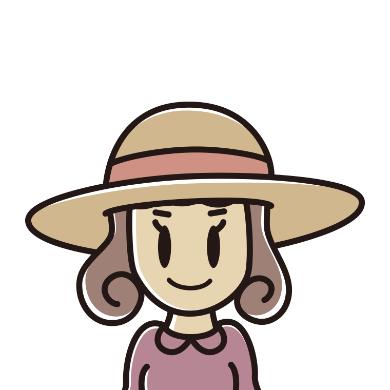 麦わら帽子をかぶる女子大学生のイラスト【色あり、背景なし】透過PNG