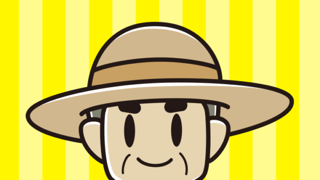 麦わら帽子をかぶるおじさんのイラスト【色、背景あり】PNG