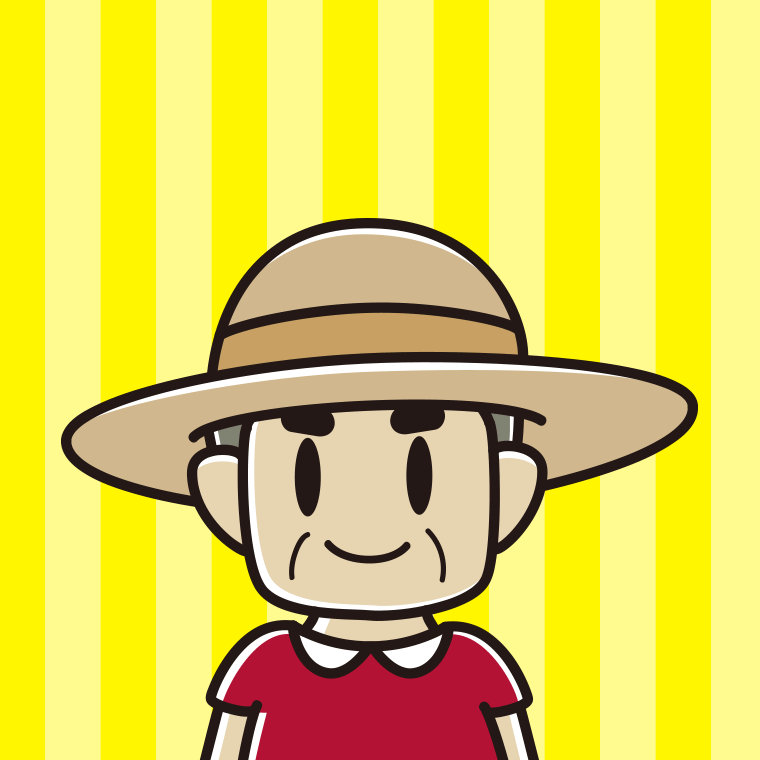 麦わら帽子をかぶるおじさんのイラスト【色、背景あり】PNG
