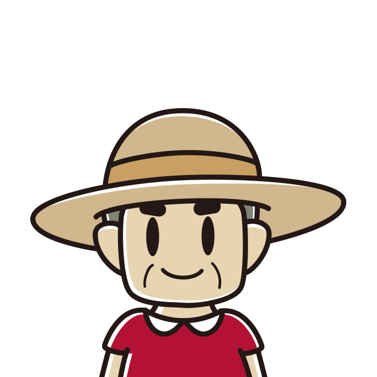 麦わら帽子をかぶるおじさんのイラスト【色あり、背景なし】透過PNG