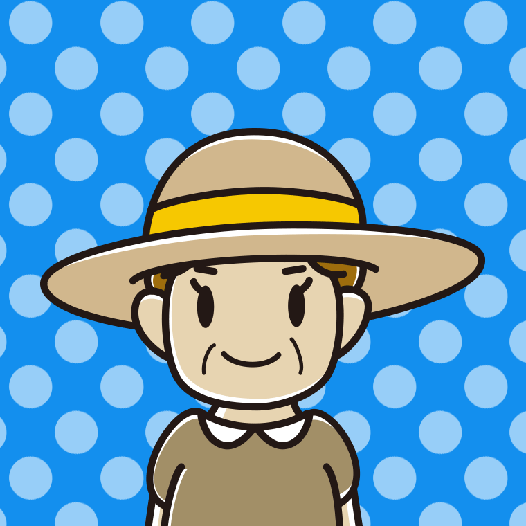 麦わら帽子をかぶるおばさんのイラスト【色、背景あり】PNG